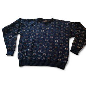 Oakton navy and multi-colored grandpa sweater men’s